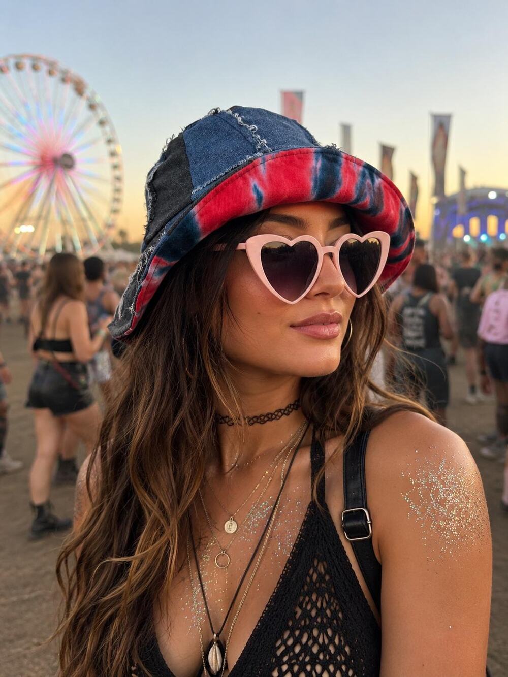 Handmade Denim Patchwork Bucket Hat | Distressed Fringe, Red Blue Cotton Lining